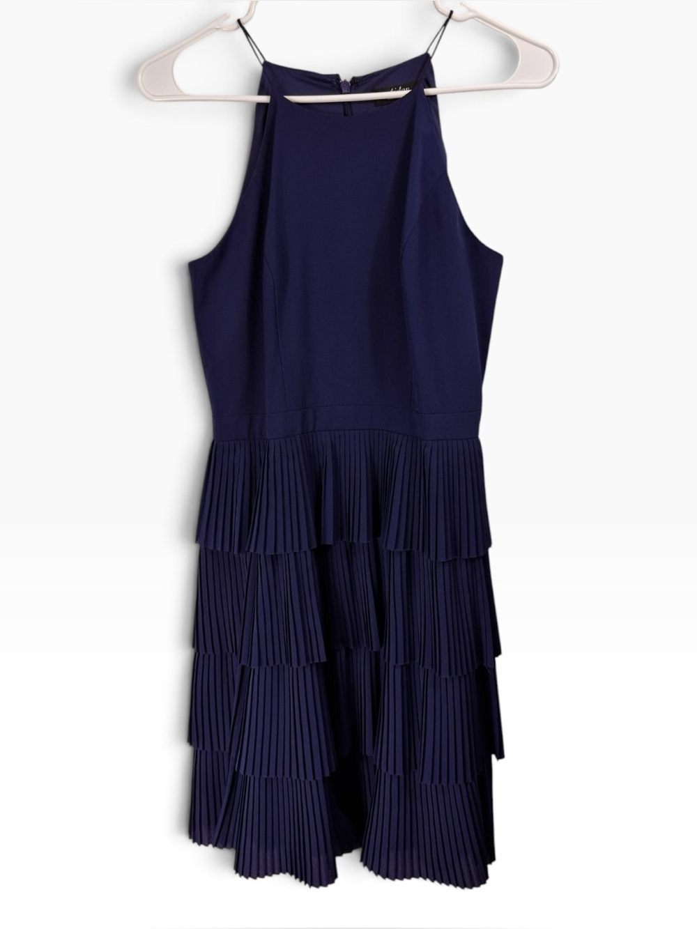 Aidan Mattox Navy Blue Structured Top Pleated Skirt Cocktail Dress Size 6